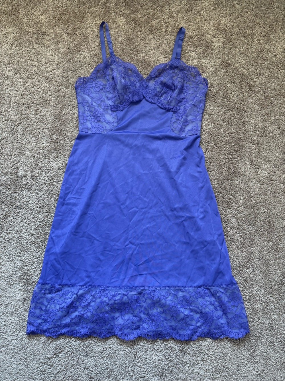 Vintage Gossard Artemis Violet Nylon Lace Babydoll Chemise Nightgown Cottage 36